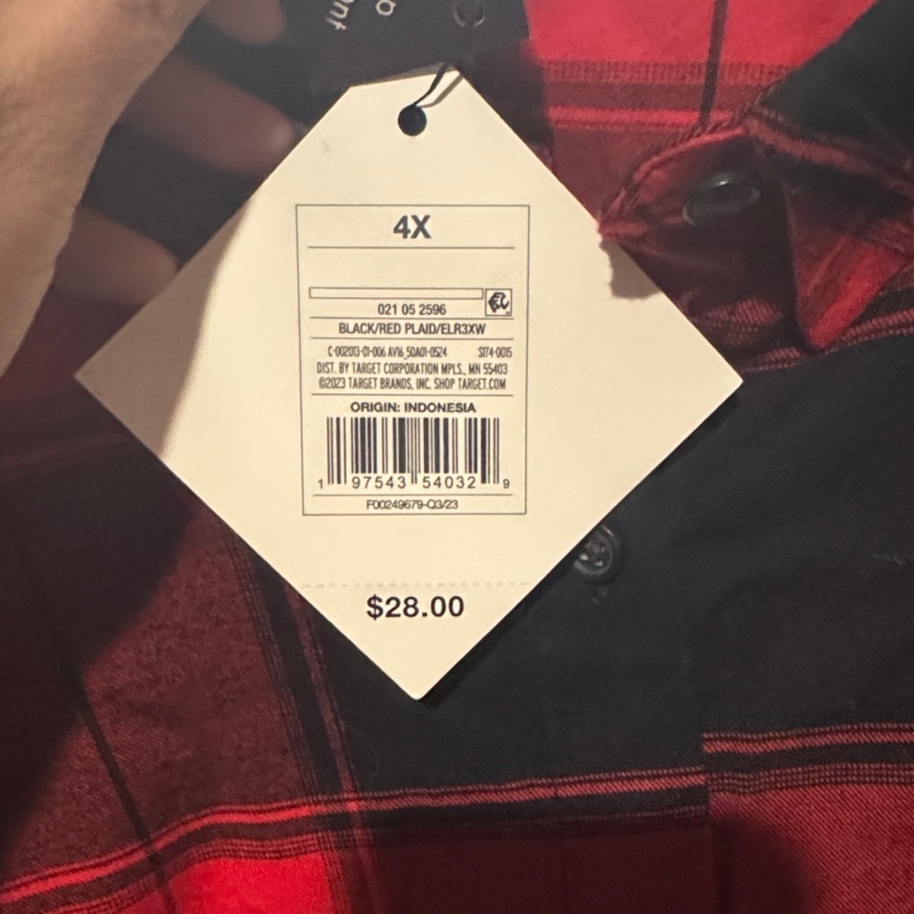 Size 4X Ava Viv Women’s Red Plaid Long Sleeve - Picture 3 of 6
